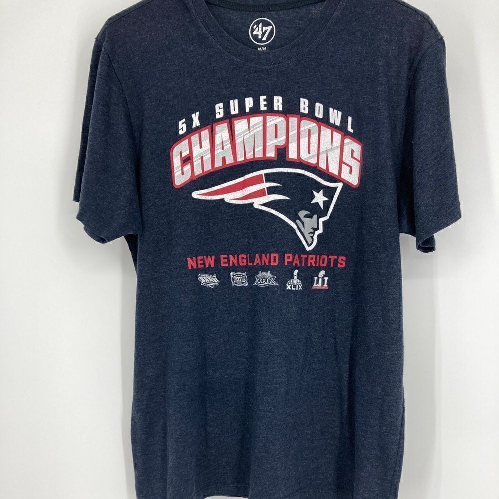 47 NFL New England Patriots Super Bowl Campions Grey T Shirt Size M